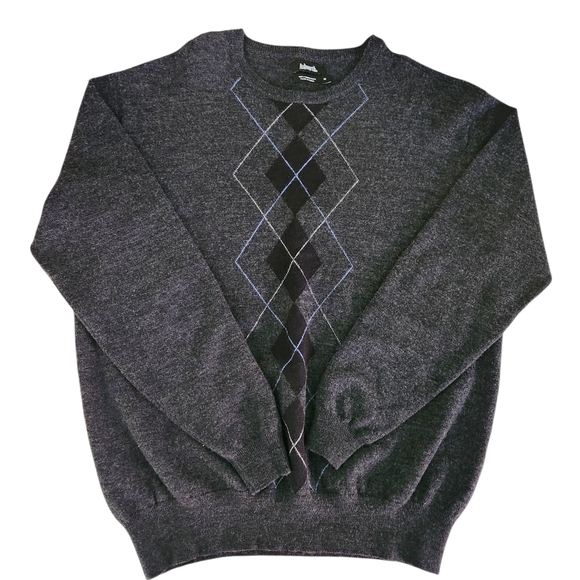 ASHWORTH Charcoal Gray Argyle Merino Wool Sweater classic preppy golf style m - Picture 4 of 10